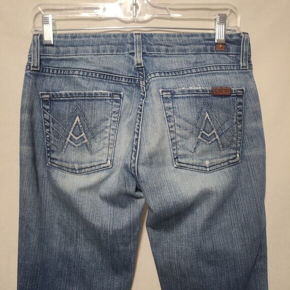 7 For All Mankind FAM Jeans Womens 26 Blue Denim A Pocket Bootcut  SMALL FLAW - Picture 7 of 15